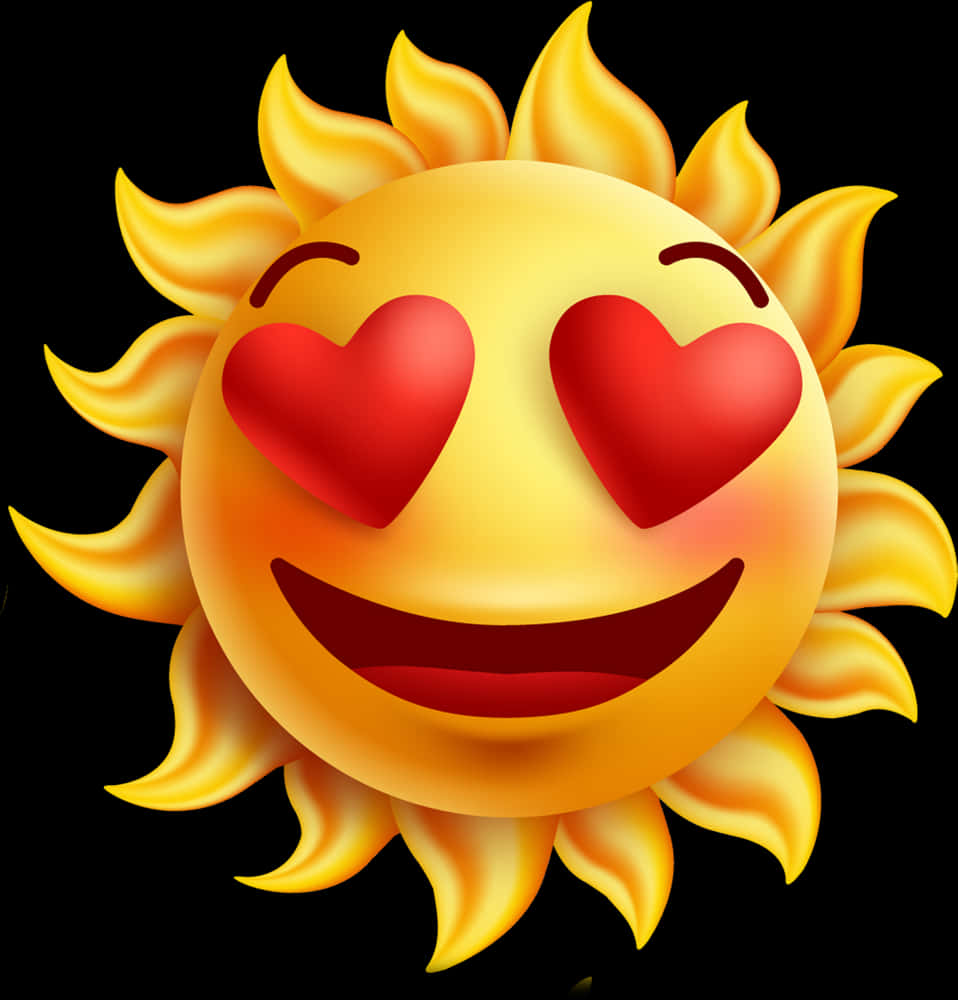 Heart Eyes Sun Emoji Transparent Background PNG Image