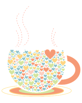 Heart Filled Coffee Cup PNG Image