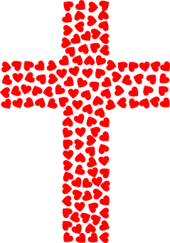 Heart Patterned Cross PNG Image