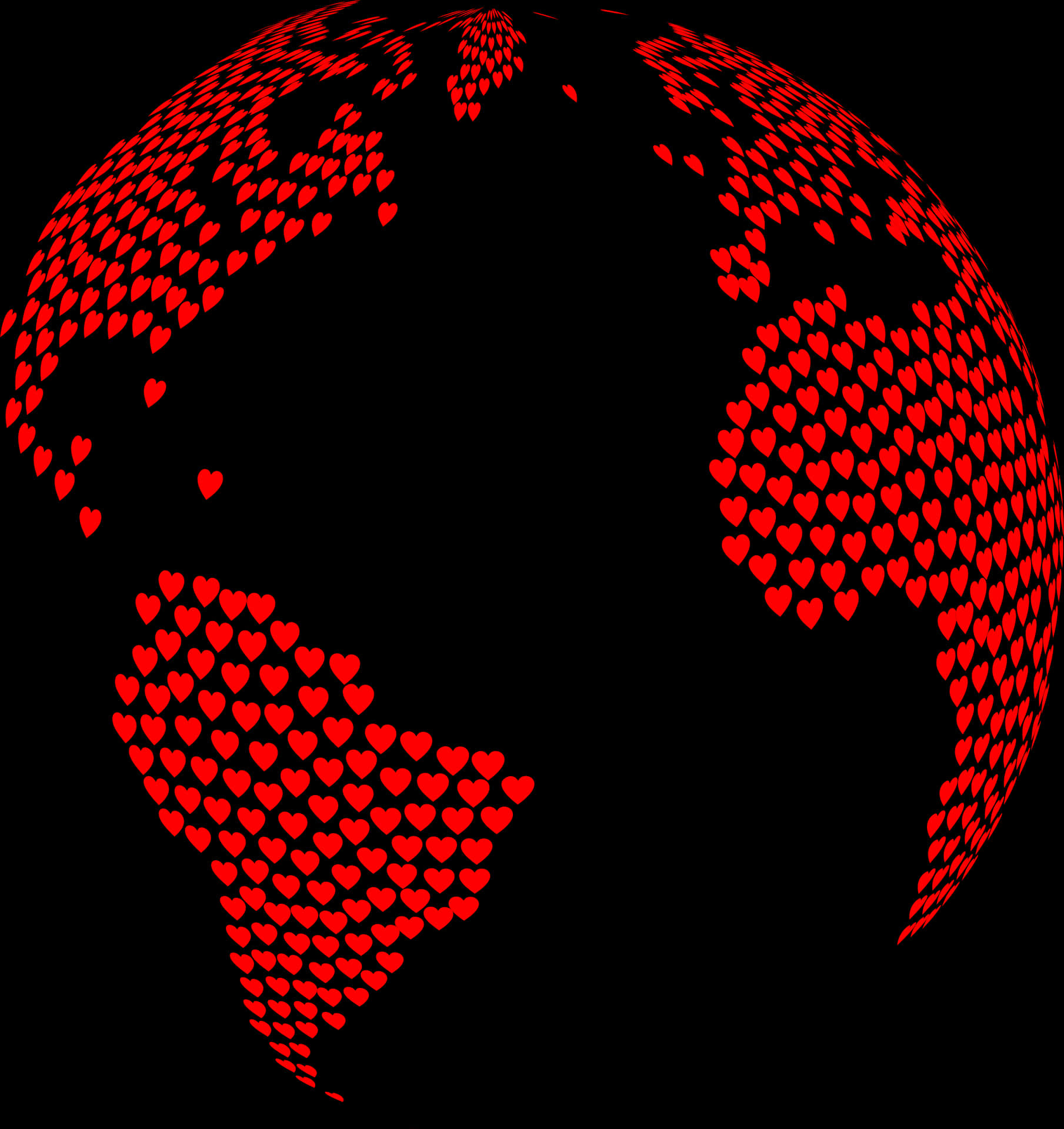 Heart Patterned World Map PNG Image