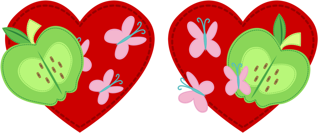 Heart Shaped_ Apple_ Butterfly_ Pattern PNG Image