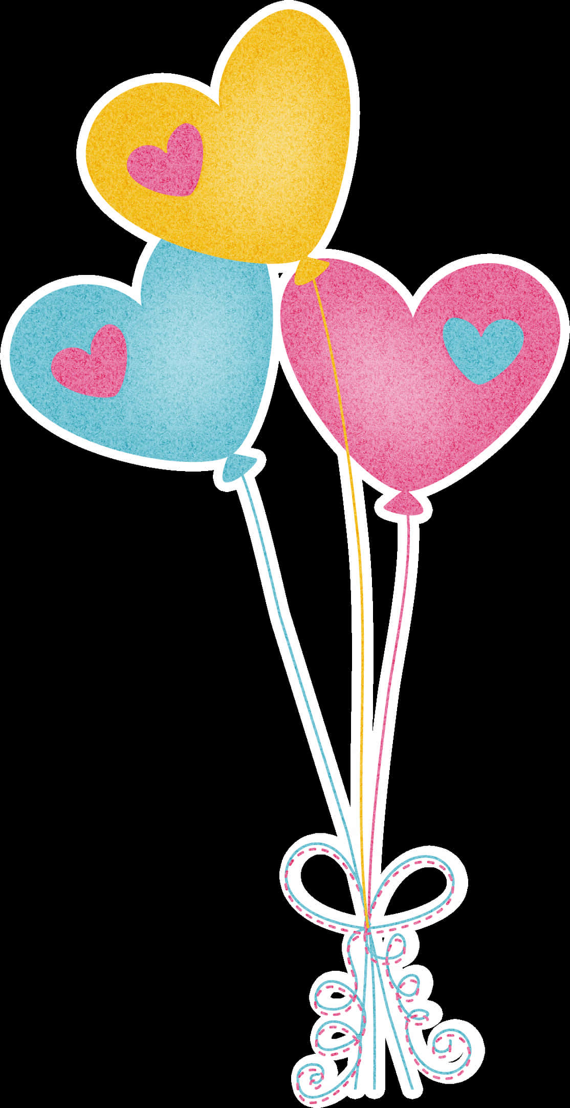 Heart Shaped Balloons Illustration PNG Image