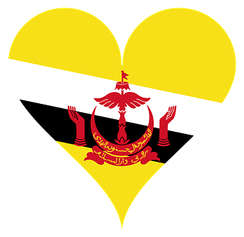 Heart Shaped Brunei Flag PNG Image