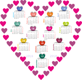 Heart Shaped Calendar2018 PNG Image