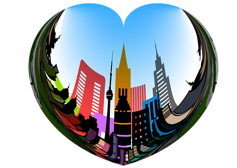 Heart Shaped City Skyline PNG Image