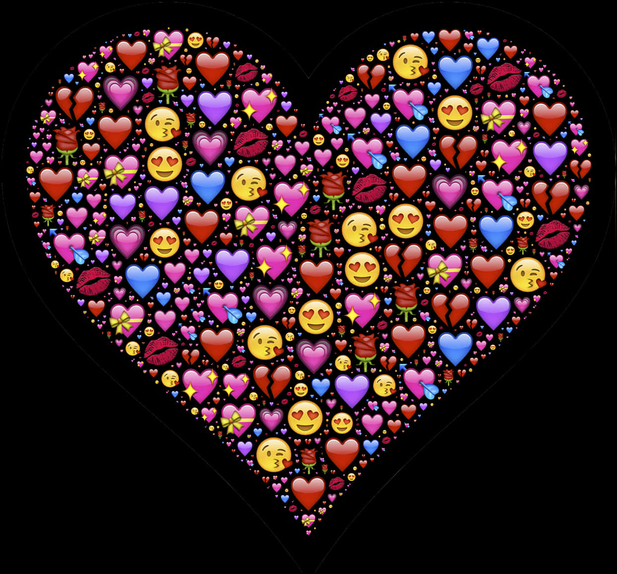 Heart Shaped Emoji Collage PNG Image