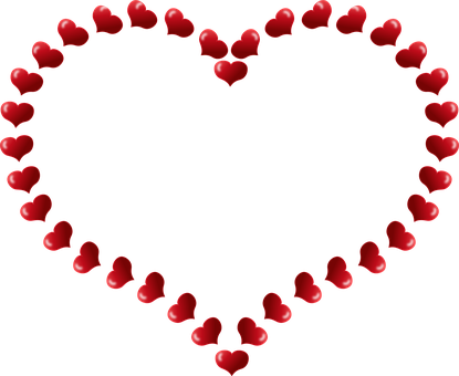 Heart Shaped Outline Madeof Red Hearts.jpg PNG Image