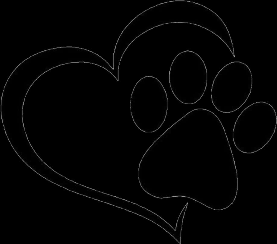 Heart Shaped Paw Outline PNG Image