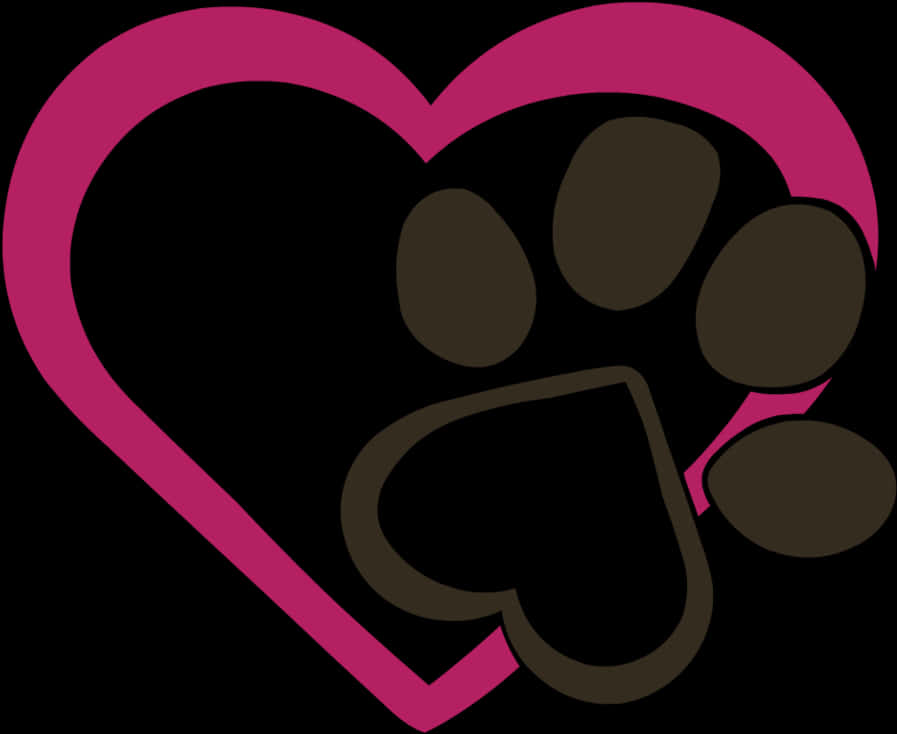 Heart Shaped Paw Print Graphic PNG Image