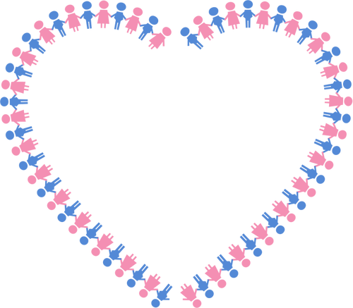 Heart Shaped People Border PNG Image