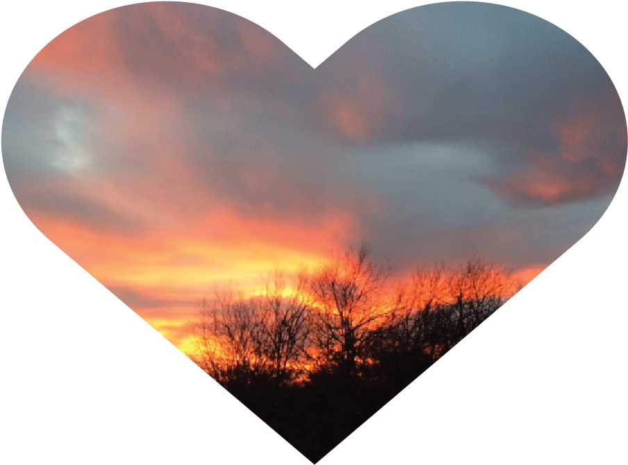 Heart Shaped Sunset Silhouette PNG Image