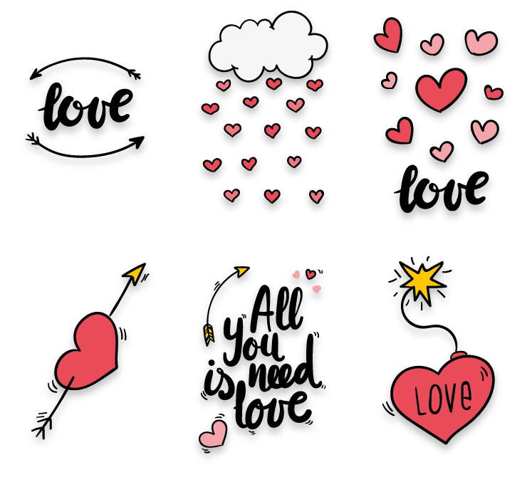 Heart_ Themed_ Doodle_ Collection PNG Image