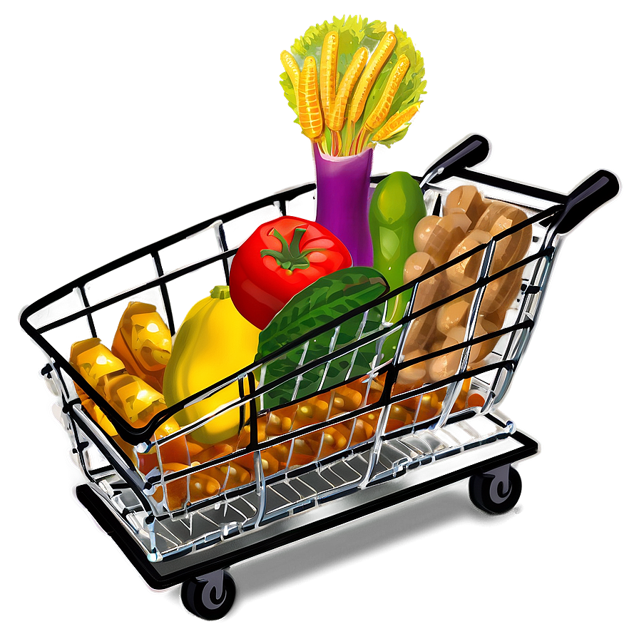 Heavy Loaded Grocery Cart Png Iax17 PNG Image