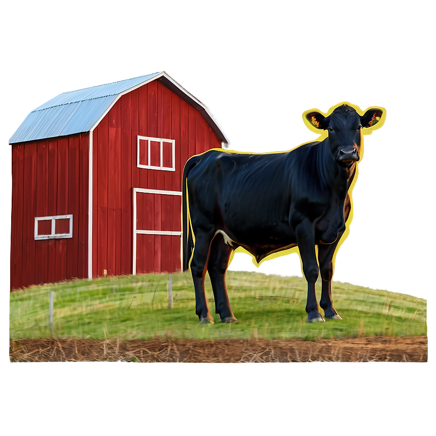 Heifer And Barn Scene Png 06282024 PNG Image