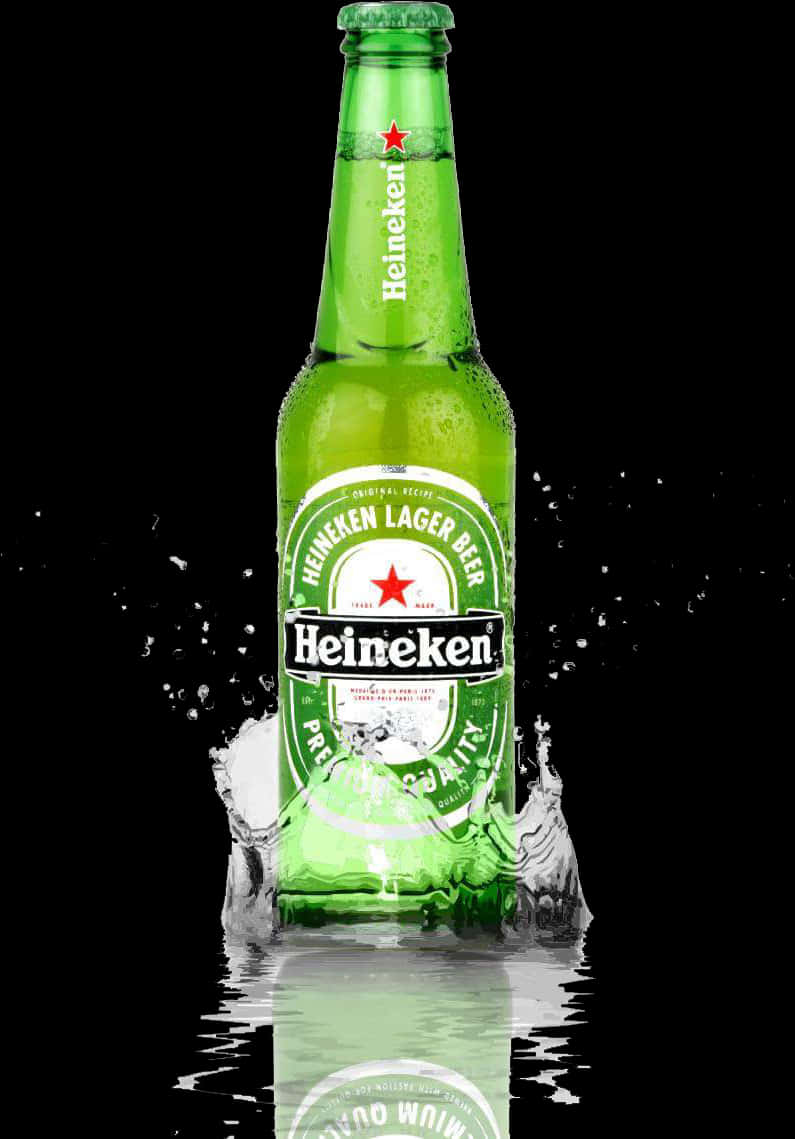 Heineken Bottle Splash PNG Image