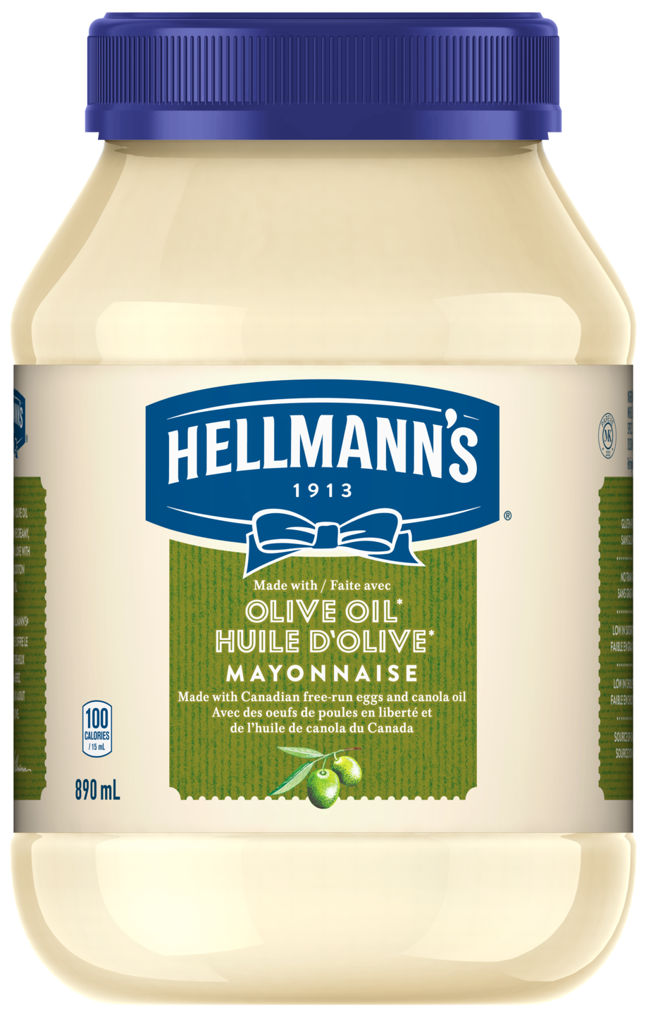 Hellmanns Olive Oil Mayonnaise Jar890ml PNG Image