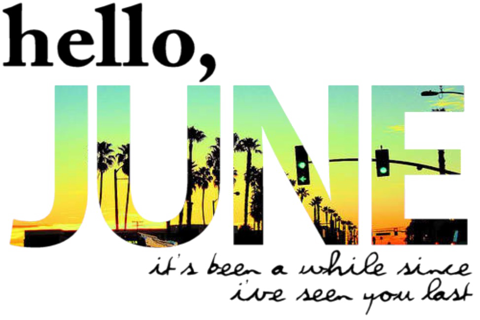 Hello June Sunset Palm Trees PNG Image