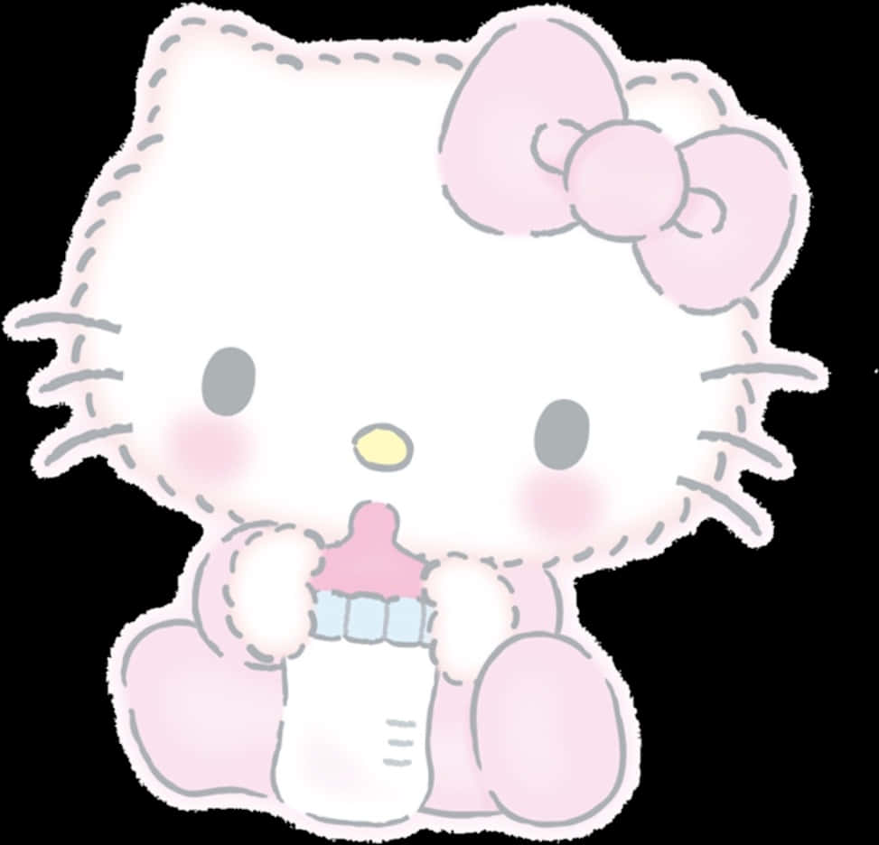 Hello Kitty Drinking Milk PNG Image