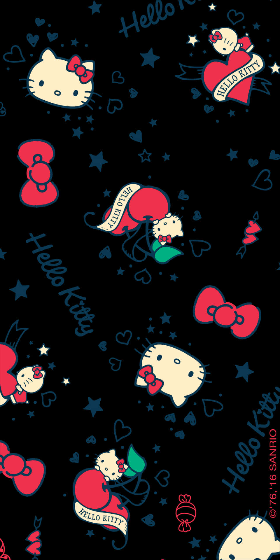 Hello Kitty Pattern Wallpaper PNG Image