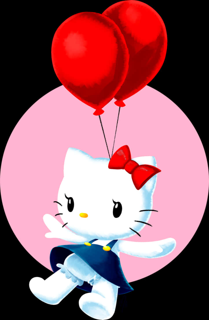 Hello Kitty With Balloons PNG Image