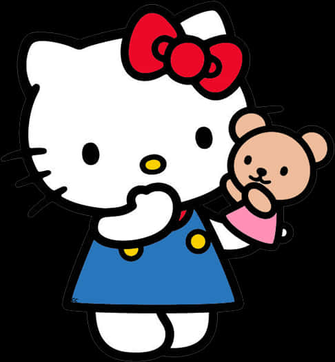 Hello Kitty With Teddy Bear PNG Image