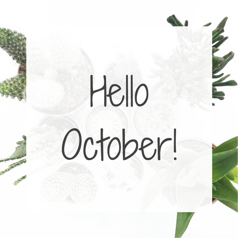 Hello October Floral Greeting PNG Image