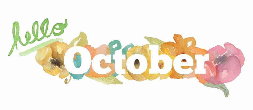 Hello October Watercolor Floral Design PNG Image