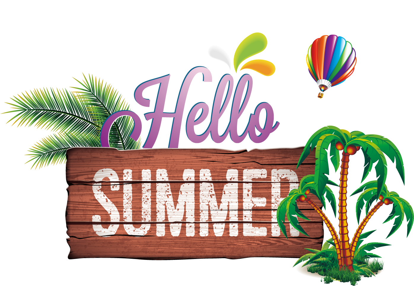 Hello Summer Greeting PNG Image