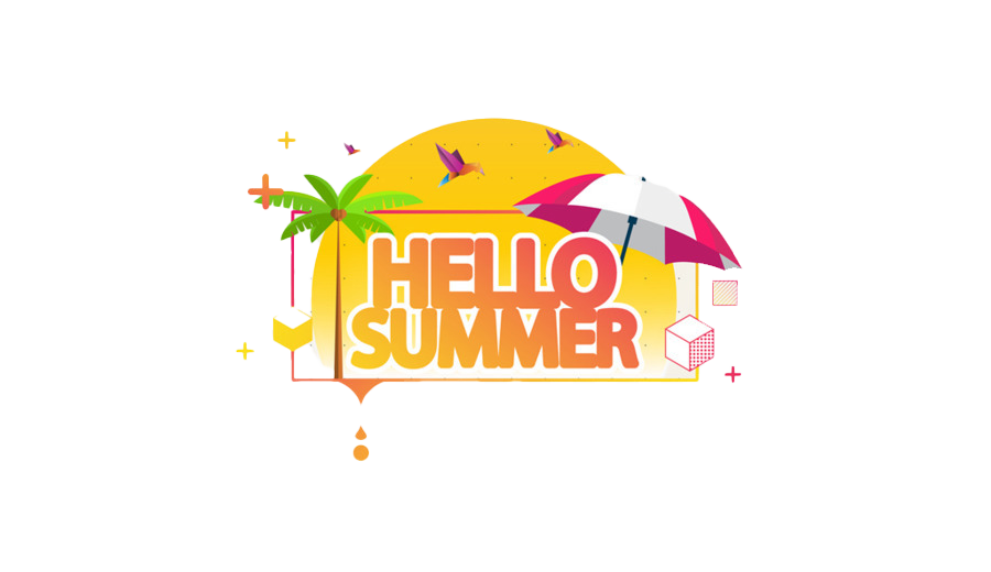 Hello Summer Greeting Design PNG Image