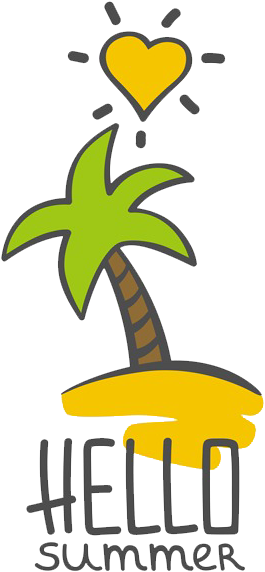 Hello Summer Palm Tree Clipart PNG Image