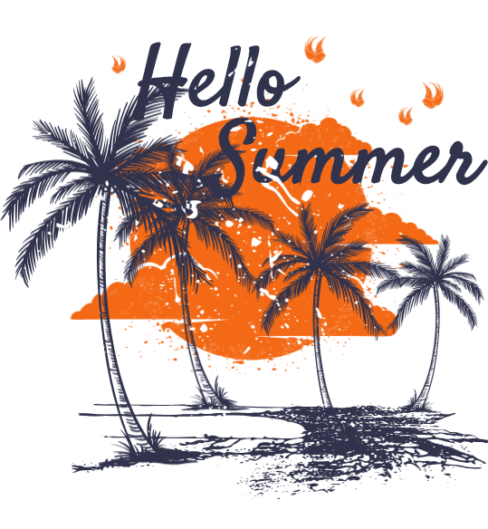 Hello Summer Tropical Graphic PNG Image