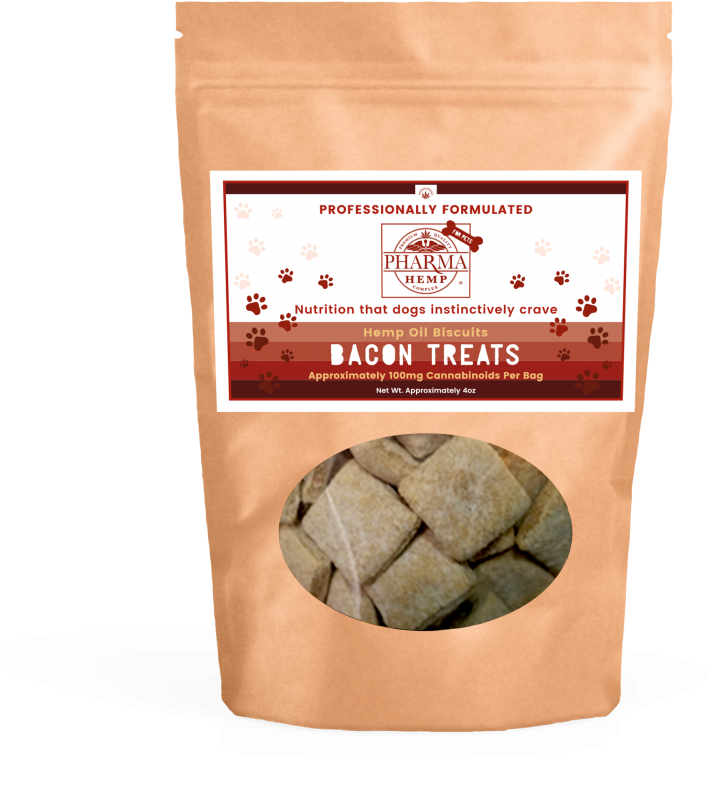 Hemp Oil Bacon Dog Biscuits Packaging PNG Image