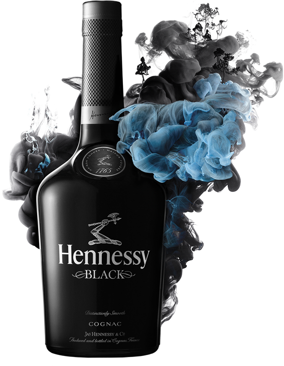 Hennessy Black Cognac Bottlewith Smoke PNG Image