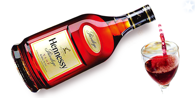 Hennessy Bottle Pouring Into Glass PNG Image