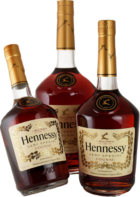 Hennessy Cognac Bottles Display PNG Image