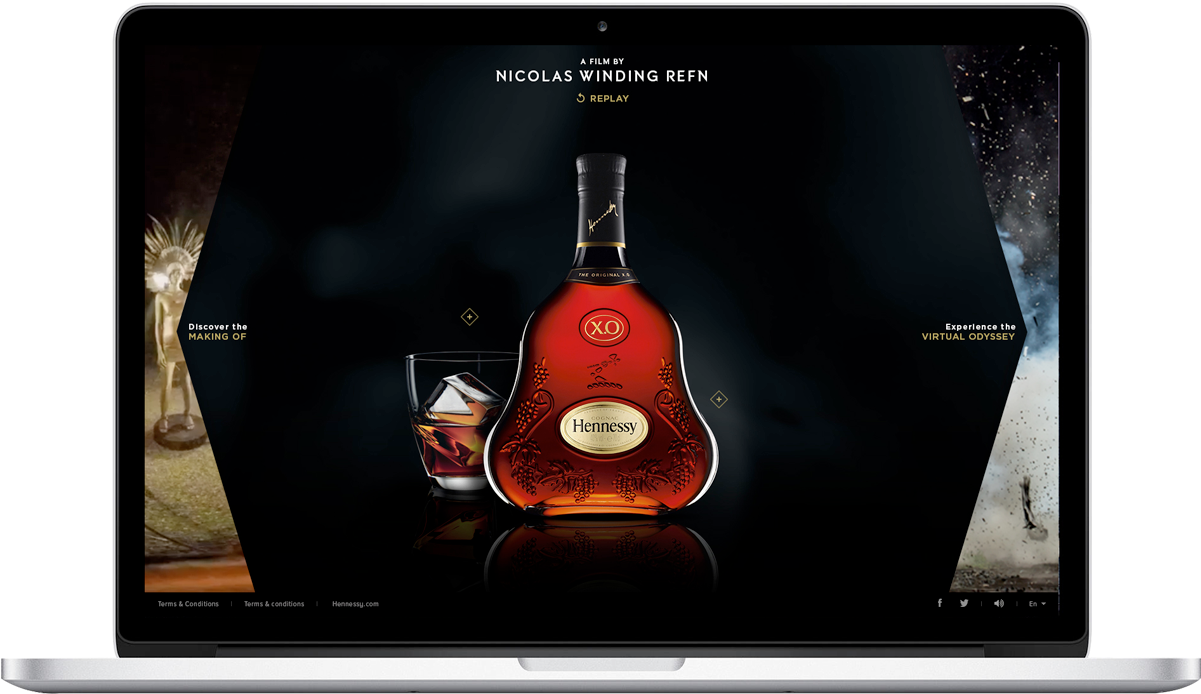 Hennessy X O Bottle Promotion Laptop Screen PNG Image