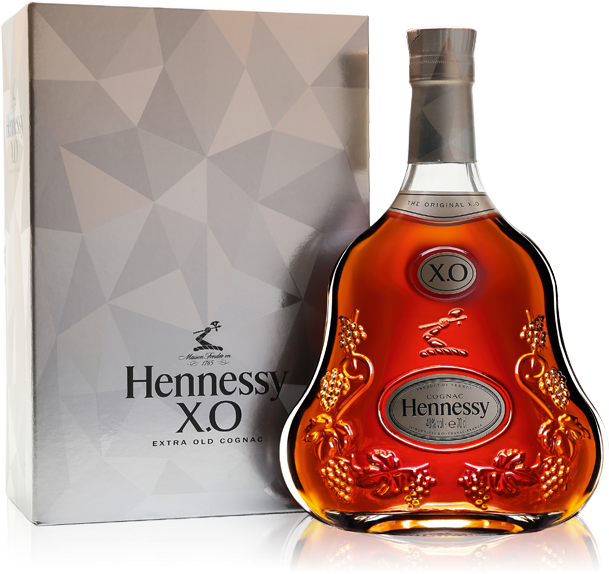 Hennessy X O Cognac Bottle With Box PNG Image