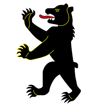 Heraldic Black Bear Rampant PNG Image