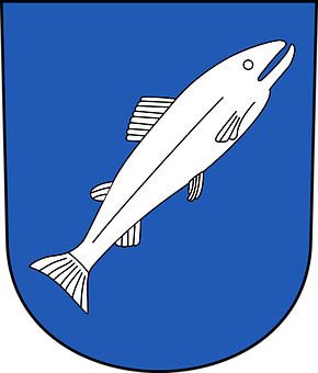 Heraldic Fishon Blue Shield PNG Image