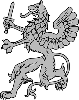 Heraldic_ Griffin_with_ Sword_ Vector PNG Image