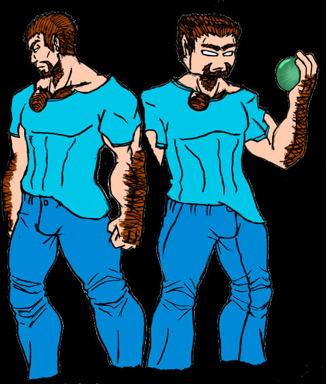 Herobrine_ Tattooed_ Twins_ Illustration PNG Image