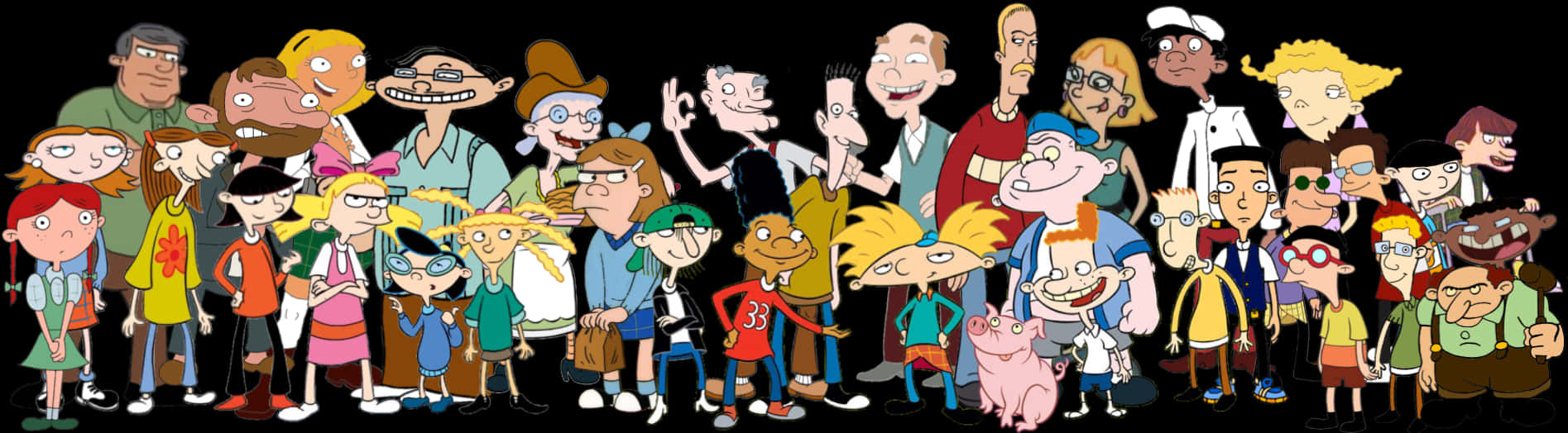 Hey Arnold Characters Lineup PNG Image