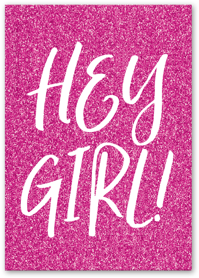 Hey Girl Glitter Text PNG Image