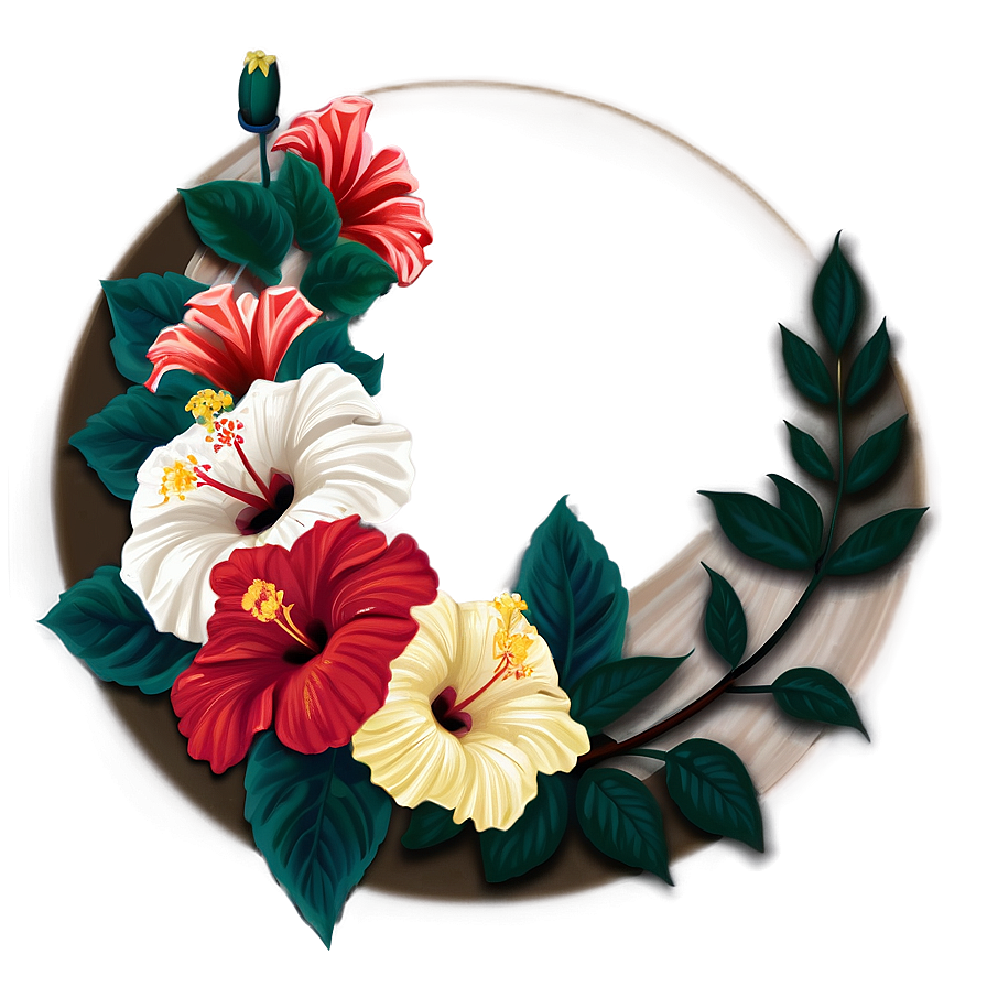 Hibiscus Flower Circle Png Qju43 PNG Image