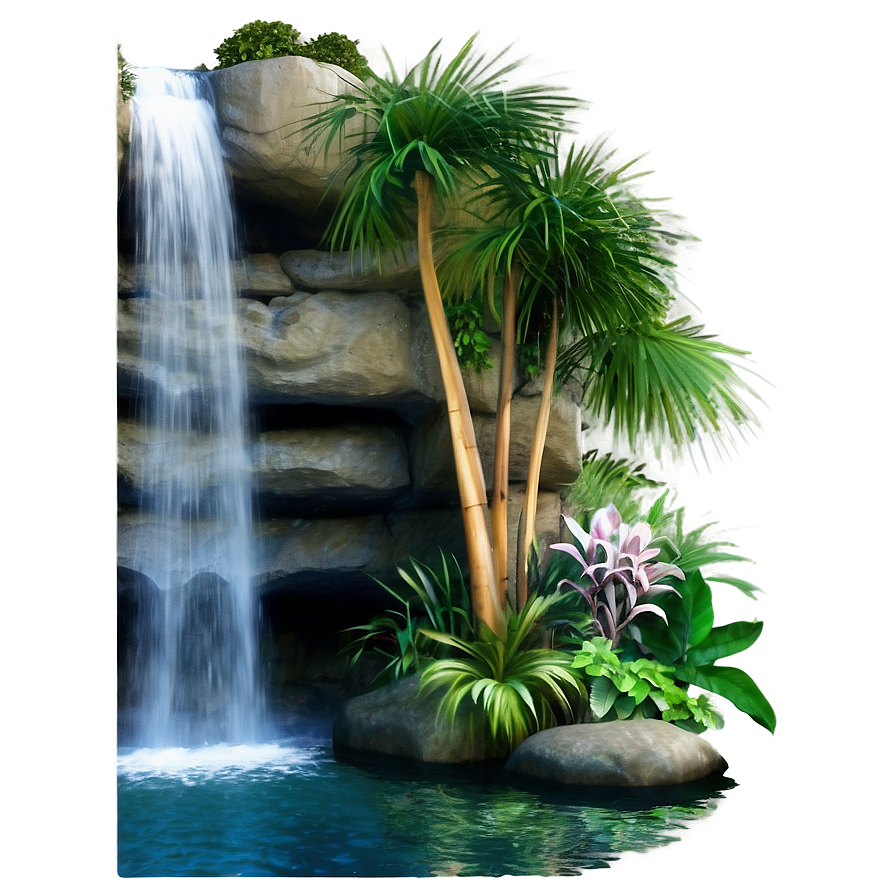 Hidden Waterfall Oasis Png Skt88 PNG Image