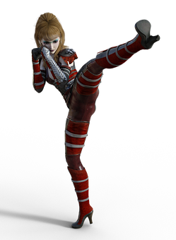 High Kick Female Fighter Costume PNG Image