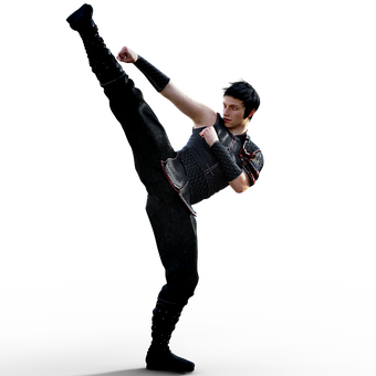 High Kick Warrior Action Pose PNG Image