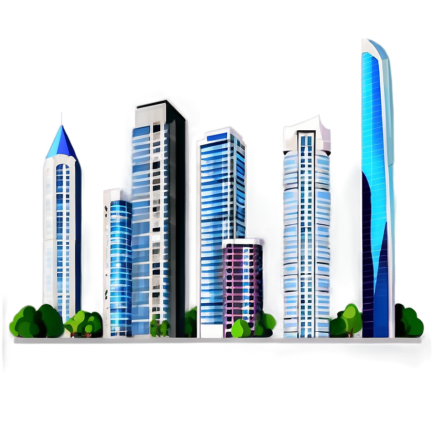 High-rise Towers Illustration Png Byn PNG Image