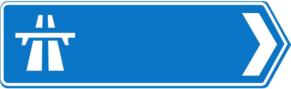 Highway Direction Sign Blue Background PNG Image