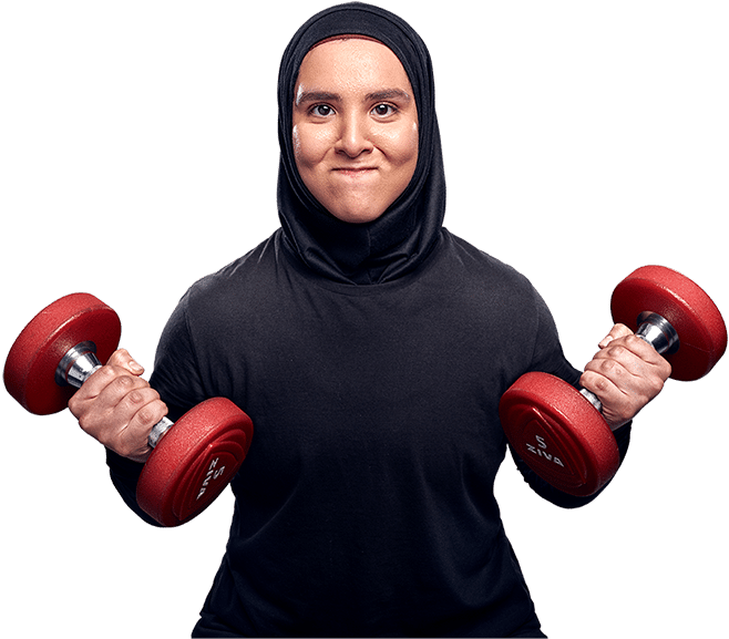 Hijabi Woman Weightlifting Fitness PNG Image